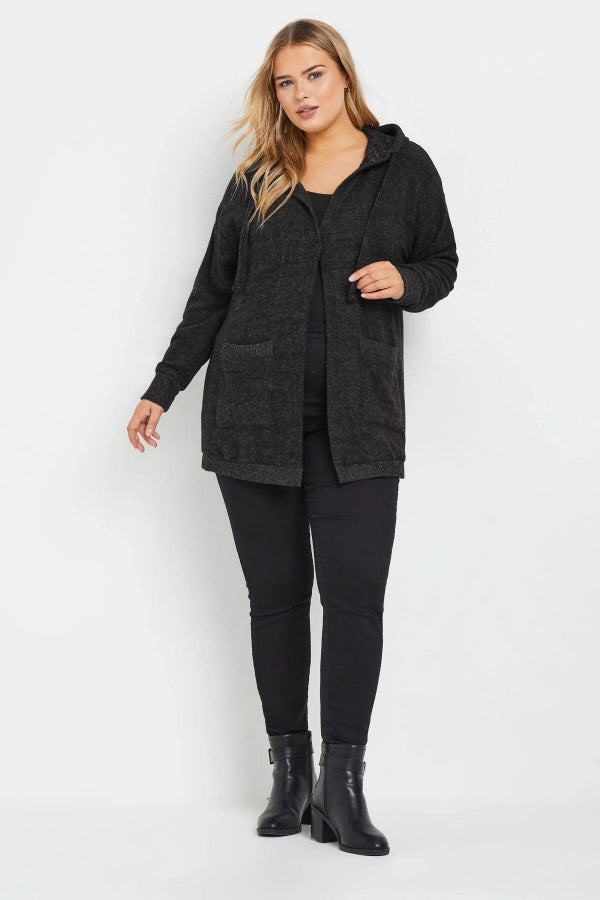 Büyük Beden Soft Touch Kapüşonlu Uzun Kollu Cepli Hırka 303593 Vervegrand