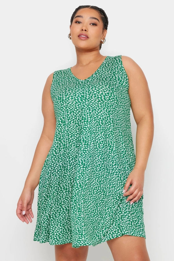 Vervegrand büyük beden çiçek desenli kolsuz yazlık elbise