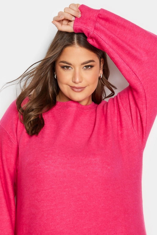 Büyük Beden Likralı Uzun Kollu Yuvarlak Yaka Triko Elbise 301739 Vervegrand