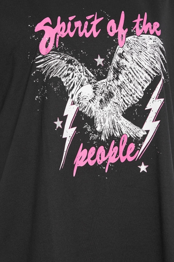 Büyük Beden Bisiklet Yaka Kesik Detaylı Baskılı Kısa Kollu T-shirt 321123 Vervegrand