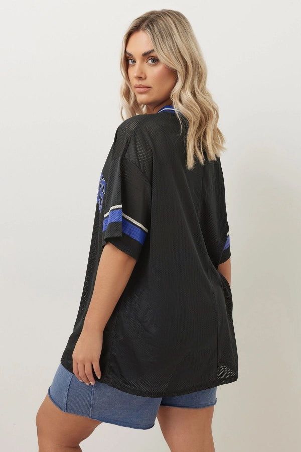 Büyük Beden V Yaka Kısa Kollu Baskılı File T-shirt 304004 Vervegrand