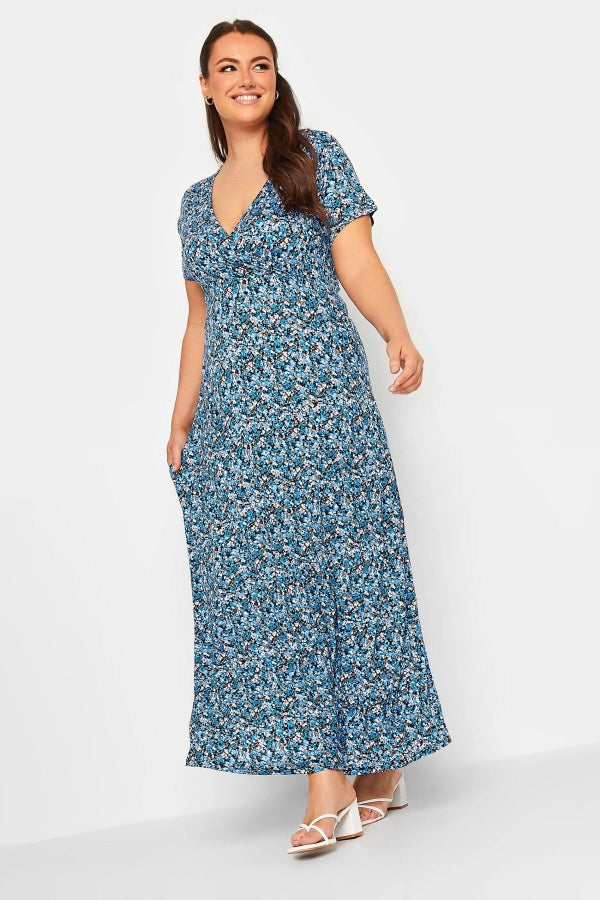 Büyük Beden V Yaka Kısa Kollu Likralı Anvelop Elbise 302225 Vervegrand