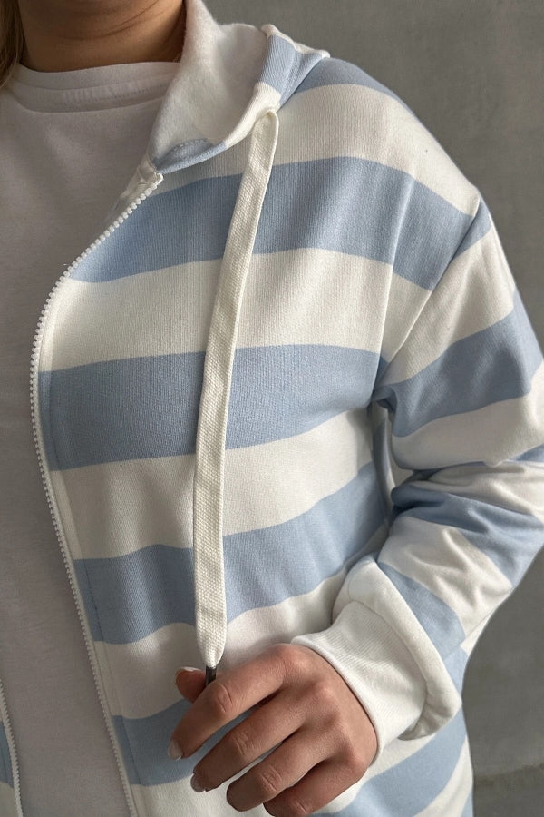 Büyük Beden Uzun Kollu Kapüşonlu Cepli Fermuarlı Hırka 74-104 Vervegrand