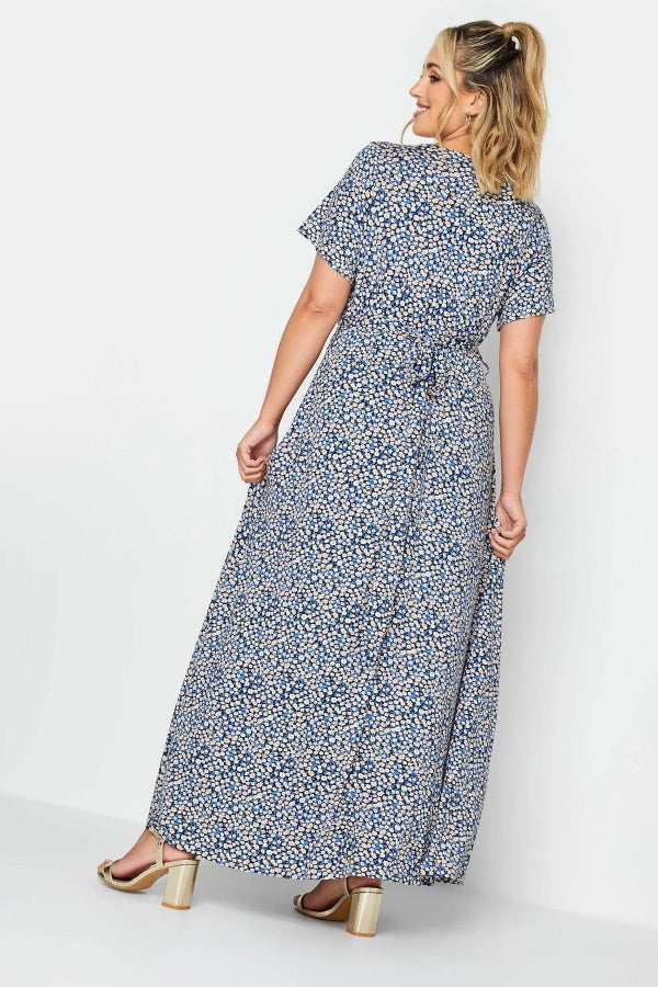 Büyük Beden V Yaka Kısa Kollu Likralı Anvelop Elbise 302376 Vervegrand