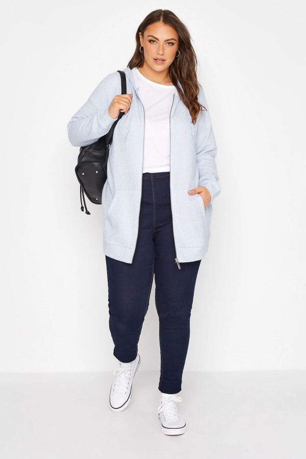 Büyük Beden Boydan Fermuarlı Cepli Kapüşonlu Uzun Kollu Sweatshirt 173416 Vervegrand