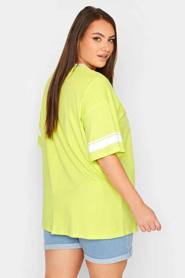 Vervegrand büyük beden New York 85 baskılı V yaka kısa kollu t-shirt