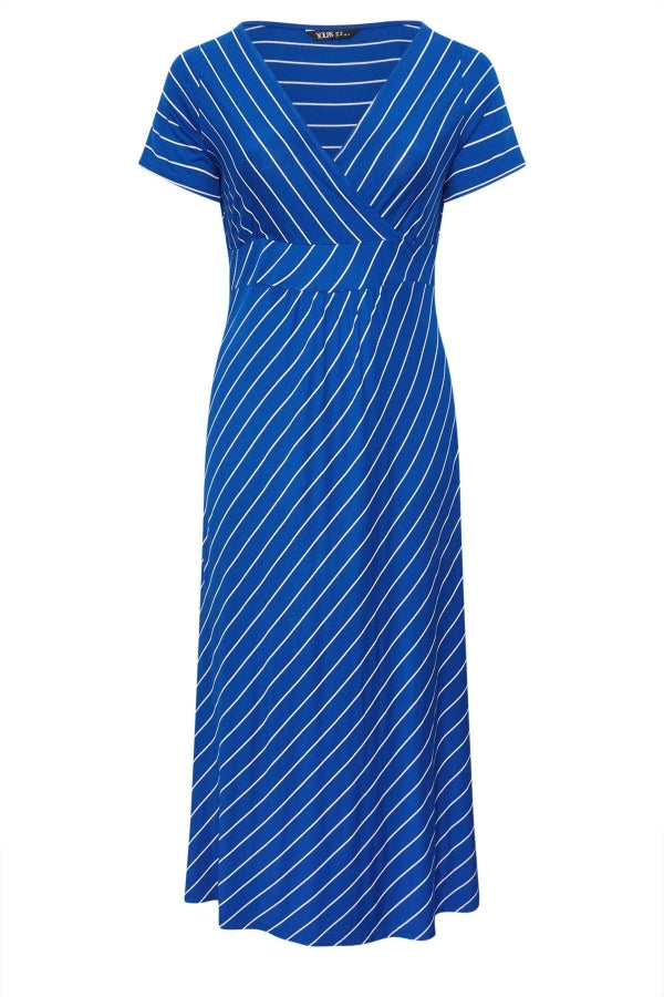 Büyük Beden V Yaka Kısa Kollu Likralı Anvelop Elbise 303032 Vervegrand