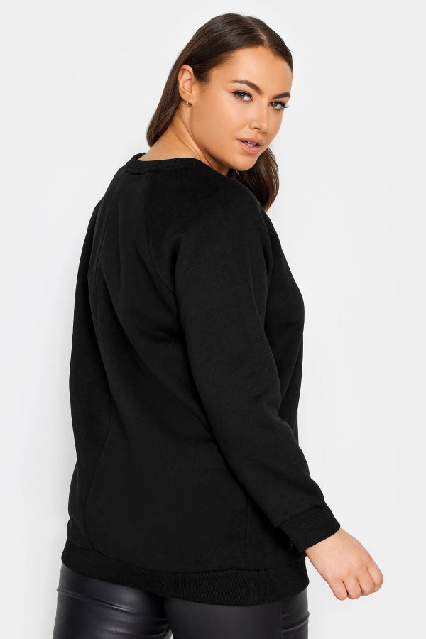 Büyük Beden Bisiklet Yaka Kuşgözü Detaylı Uzun Kollu Sweatshirt 302833 Vervegrand
