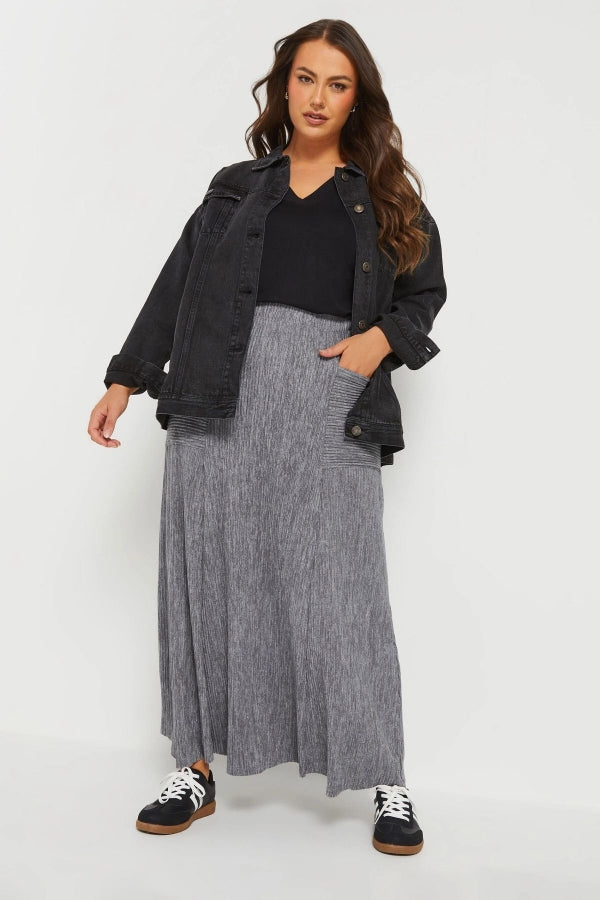 Büyük Beden Beli Lastikli Önden Cepli Fitilli Maxi Etek 303899 Vervegrand