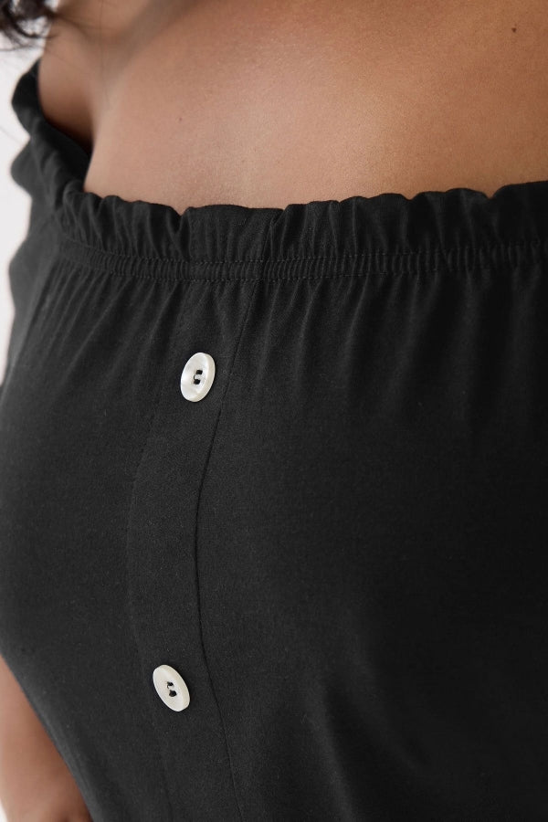 Büyük Beden Düşük Omuz Düğme Detaylı Straplez Bluz 322704 Vervegrand