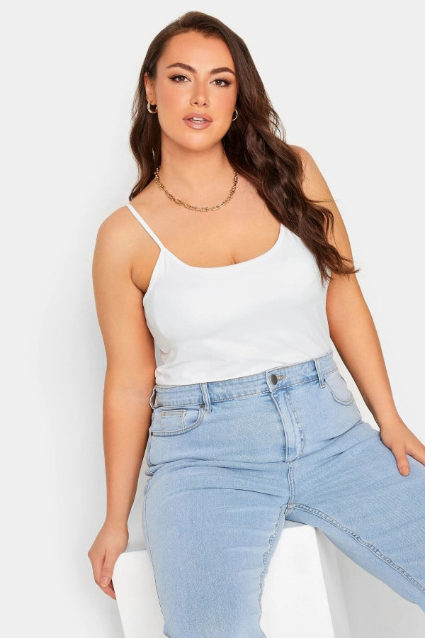 Büyük Beden İp Askılı Saten Görünümlü Dekolte Yaka Bluz 302242 Vervegrand