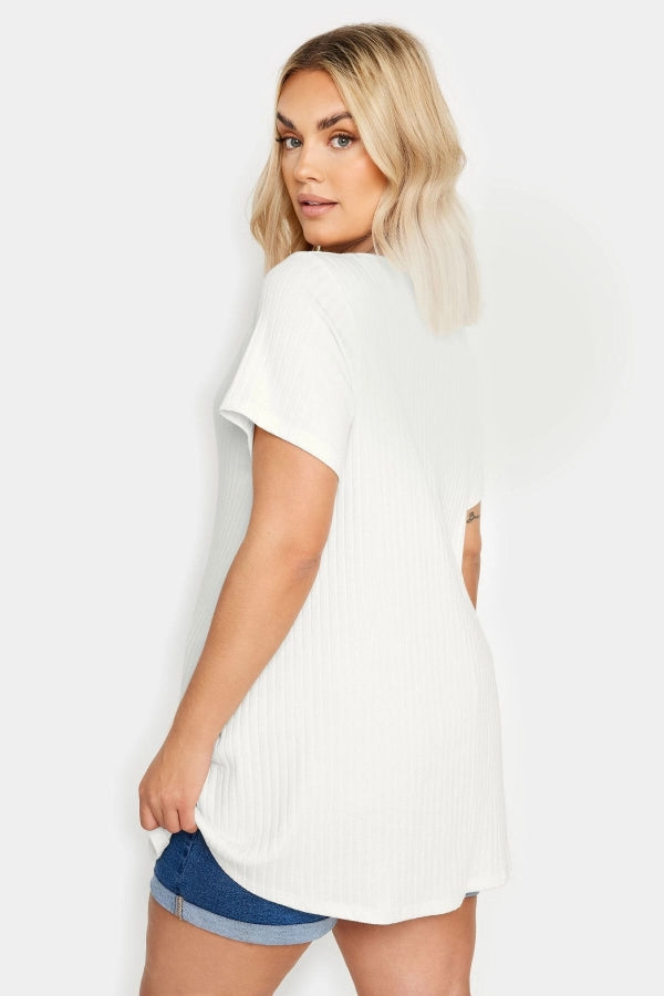 Büyük Beden Bisiklet Yaka Kısa Kollu Fitilli Likralı Bluz 303256 Vervegrand