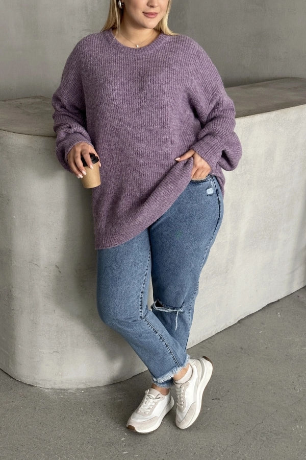 Büyük Beden Bisiklet Yaka Uzun Kollu Triko Kazak 301440 Vervegrand