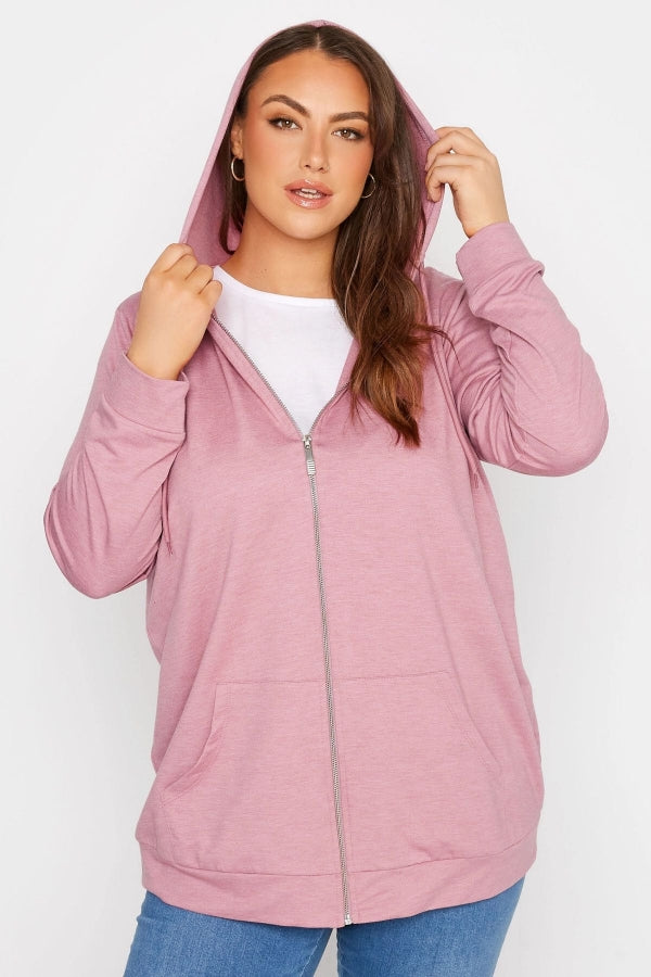 Büyük Beden Boydan Fermuarlı Kapüşonlu Uzun Kollu Sweatshirt 173420 Vervegrand