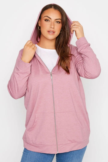 Büyük Beden Boydan Fermuarlı Kapüşonlu Uzun Kollu Sweatshirt 173420 Vervegrand
