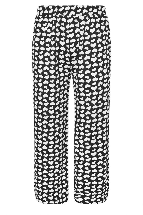 Büyük Beden Beli Lastikli Bol Paça Kalp Desenli Cepli Pantolon 303492 Vervegrand