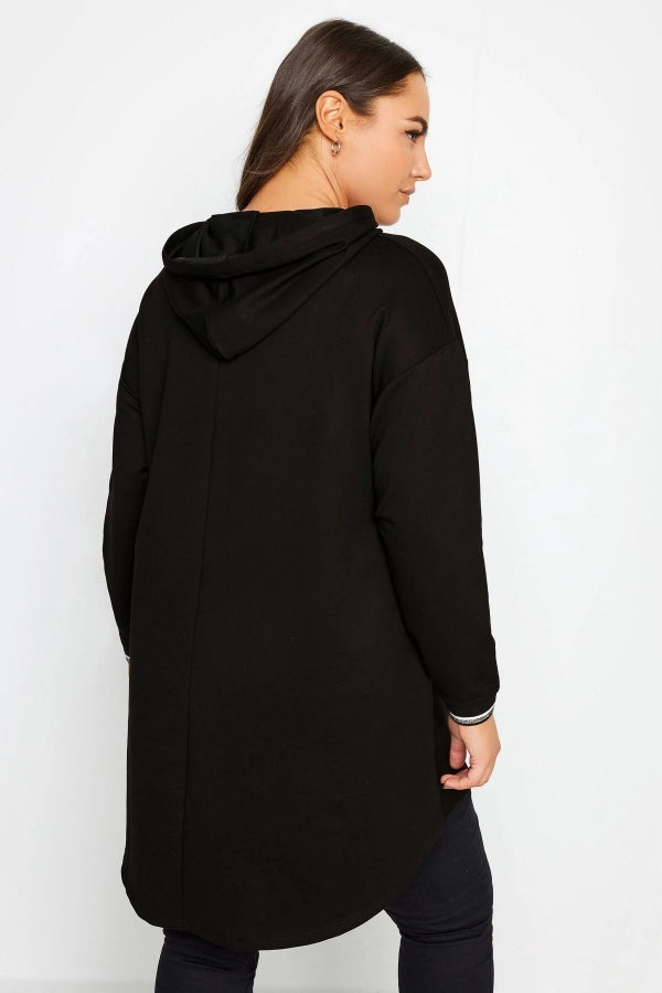 Büyük Beden Uzun Kollu Arkası Uzun Baskılı Kapüşonlu Sweatshirt 302845 Vervegrand