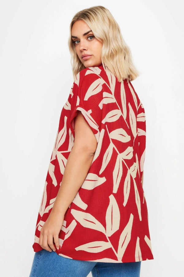 Büyük Beden Kısa Kollu Desenli Düğmeli Gömlek 321827 Vervegrand