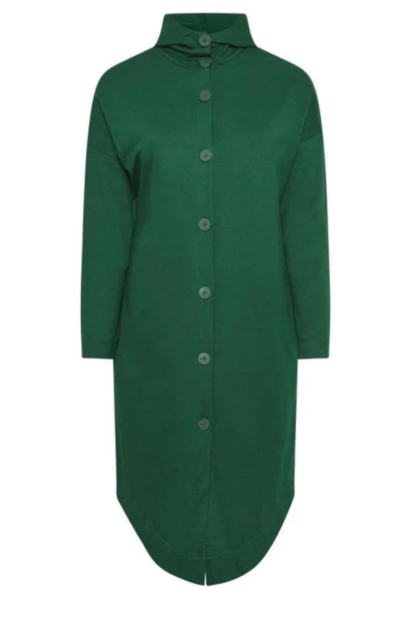 Büyük Beden Kapüşonlu Cepli Önü Düğme Kapamalı Uzun Ceket 303270 Vervegrand