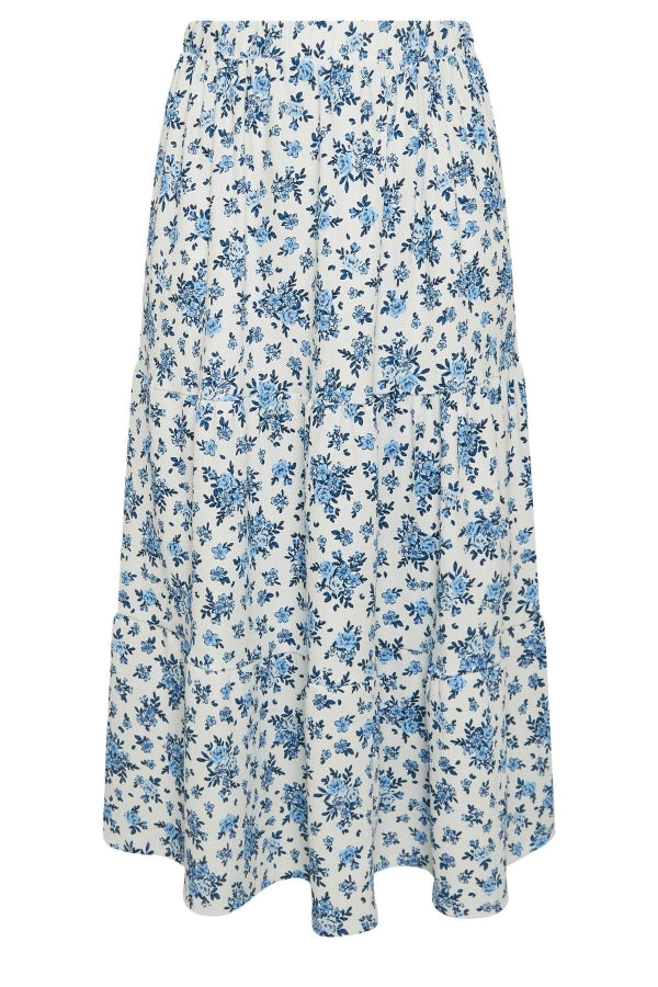 Büyük Beden Beli Lastikli Desenli Kat Kat Uzun Etek 160318 Vervegrand