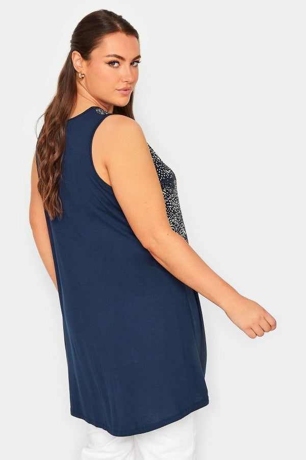 Büyük Beden Bisiklet Yaka Kısa Kollu Arkası Uzun Desenli Bluz 302255 Vervegrand