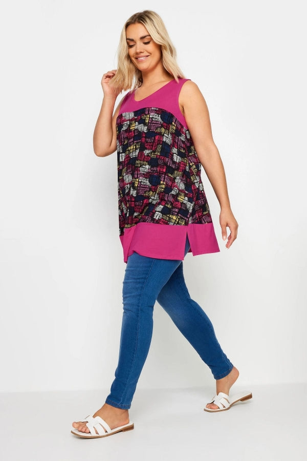 Büyük Beden Sıfır Kol V Yaka Desenli Likralı Bluz 303349 Vervegrand