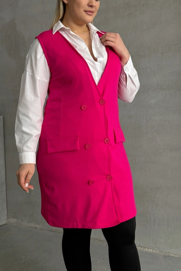 Büyük Beden Sıfır Kol Önü Düğmeli Cep Görünümlü Hırka 300861 Vervegrand