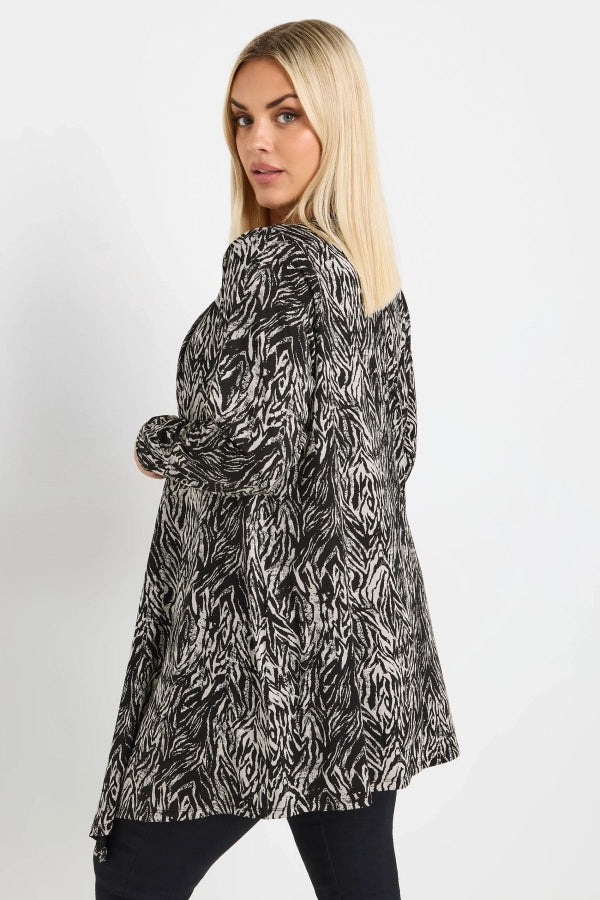 Büyük Beden Önü Kapamasız Uzun Kollu Asimetrik Kesim İnce Hırka 303693 Vervegrand