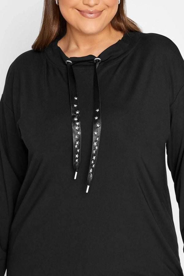 Vervegrand büyük beden siyah sweatshirt detay çekimi