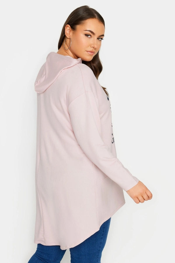 Büyük Beden Uzun Kollu Arkası Uzun Baskılı Kapüşonlu Sweatshirt 301954 Vervegrand