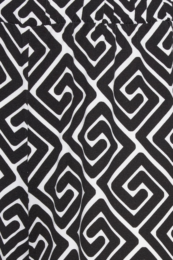 Büyük Beden Desenli Bol Kesim Cepli Likralı Kapri Pantolon 144846 Vervegrand