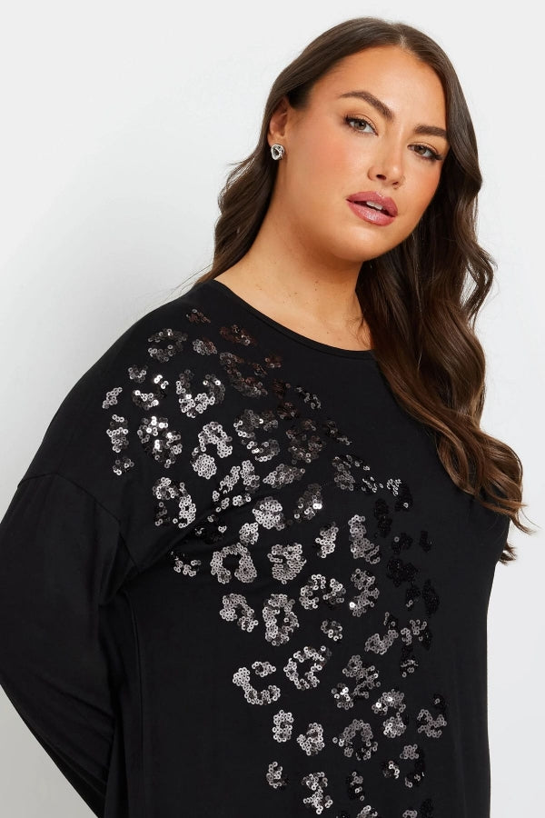 Büyük Beden Yırtmaçlı Payet İşlemeli Uzun Kollu İnce Bluz 322270 Vervegrand