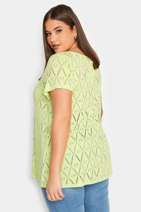 Büyük Beden Dantel Detaylı V Yaka Astarsız Bluz 321029 Vervegrand