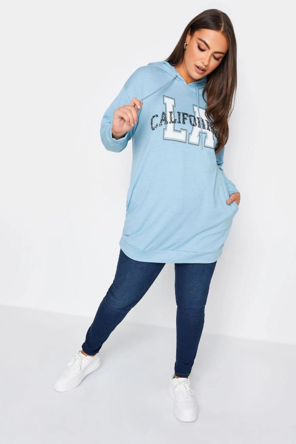 Büyük Beden Kapüşonlu Payet Ve Yazı Detaylı Uzun Kollu Cepli Sweatshirt 302566 Vervegrand