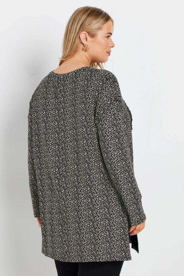 Büyük Beden Yırtmaç Detaylı Puantiyeli Payetli Uzun Kollu Bisiklet Yaka Bluz 322269 Vervegrand
