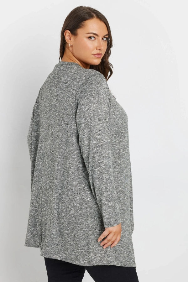 Büyük Beden Önü Kapamasız Uzun Kollu Asimetrik Kesim İnce Hırka 303637 Vervegrand