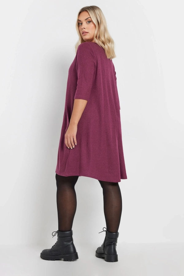 Büyük Beden Yarım Kollu Bisiklet Yaka Asimetrik Cepli Elbise 303803 Vervegrand