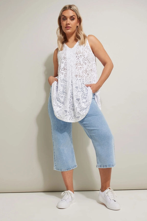 Büyük Beden V Yaka Sıfır Kol Astarsız Dantel Bluz 304098 Vervegrand