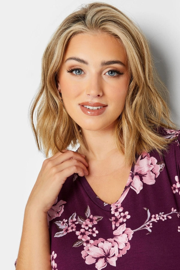 Büyük Beden V Yaka Desenli Asimetrik Kesim Likralı Bluz 302482 Vervegrand