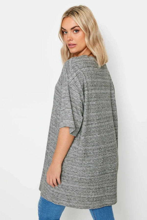 Büyük Beden Bisiklet Yaka Yarım Kollu Uzun Kesim T-shirt 303123 Vervegrand