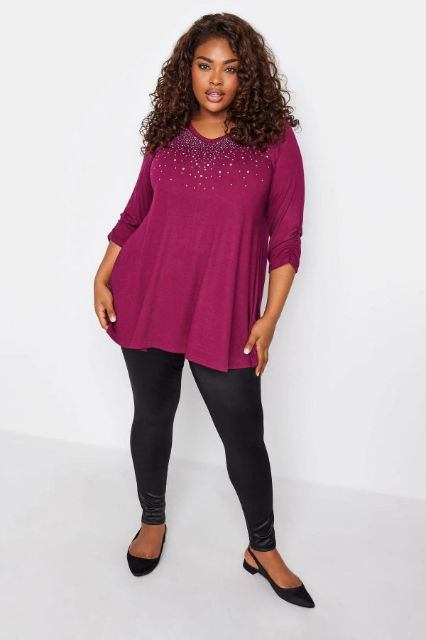 Büyük Beden V Yaka Zımbalı Yarım Kollu Bluz 285017 Vervegrand