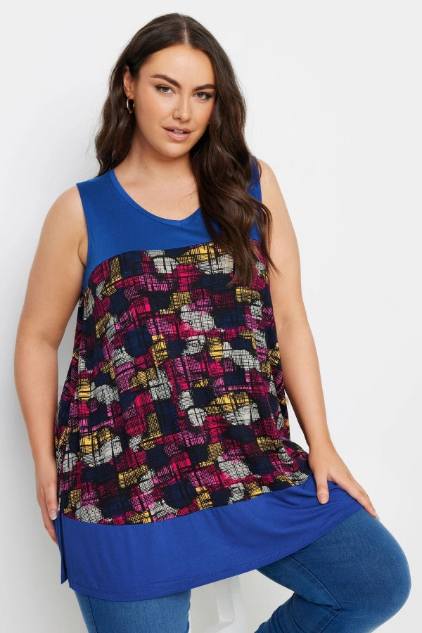 Büyük Beden Sıfır Kol V Yaka Desenli Likralı Bluz 303350 Vervegrand