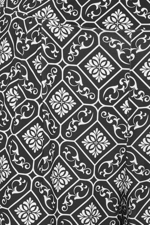 Büyük Beden Geniş Paça Desenli Beli Lastikli Likralı Pantolon 302214 Vervegrand