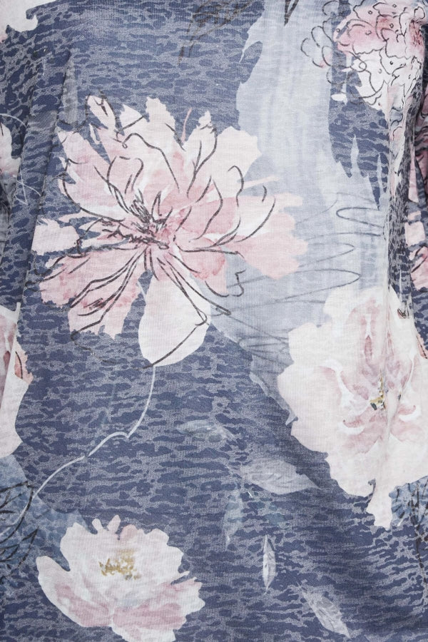 Büyük Beden Çiçek Baskılı Bisiklet Yaka Yarım Kollu T-shirt 302478 Vervegrand