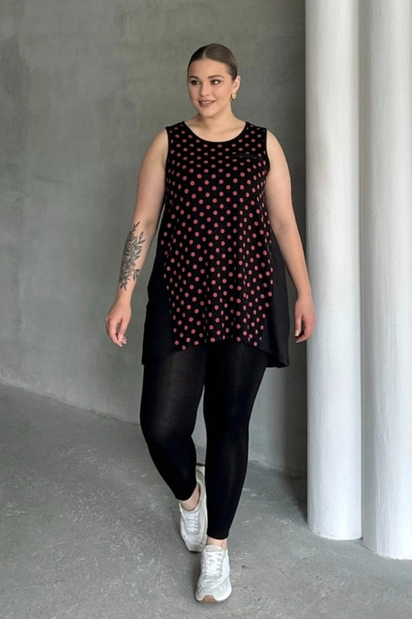 Büyük Beden Önü Puantiyeli Kolsuz Bluz 302253 Vervegrand