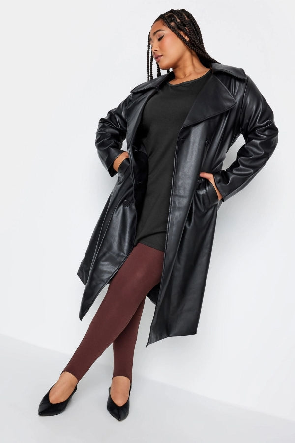 Büyük Beden Suni Deri Detaylı File Kol Yırtmaçlı Bluz 302671 Vervegrand