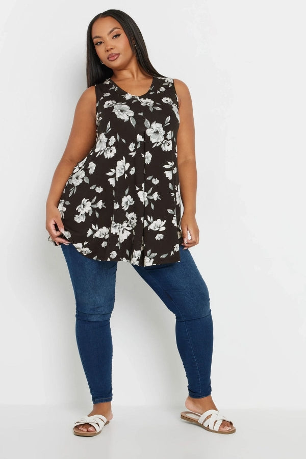 Büyük Beden Sıfır Kol V Yaka Desenli Likralı Bluz 303422 Vervegrand