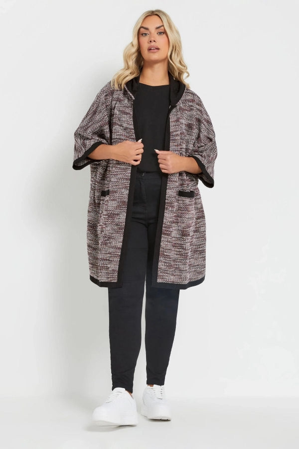 Büyük Beden Yumuşak Dokulu Yarım Kollu Cepli Kapüşonlu Hırka 301796 Vervegrand