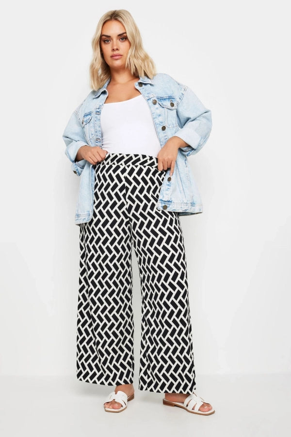 Büyük Beden Beli Lastikli Cepsiz Geniş Paça Pantolon 303315 Vervegrand