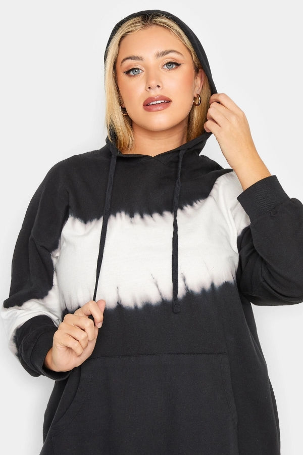 Büyük Beden Batik Desenli Önü Cepli Kapüşonşlu Sweatshirt 172208 Vervegrand